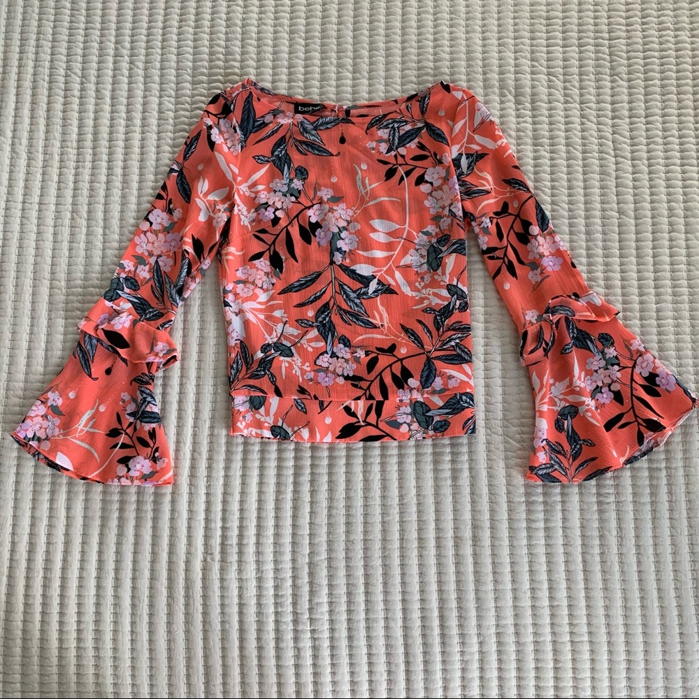 Bebe bell sleeve floral print top